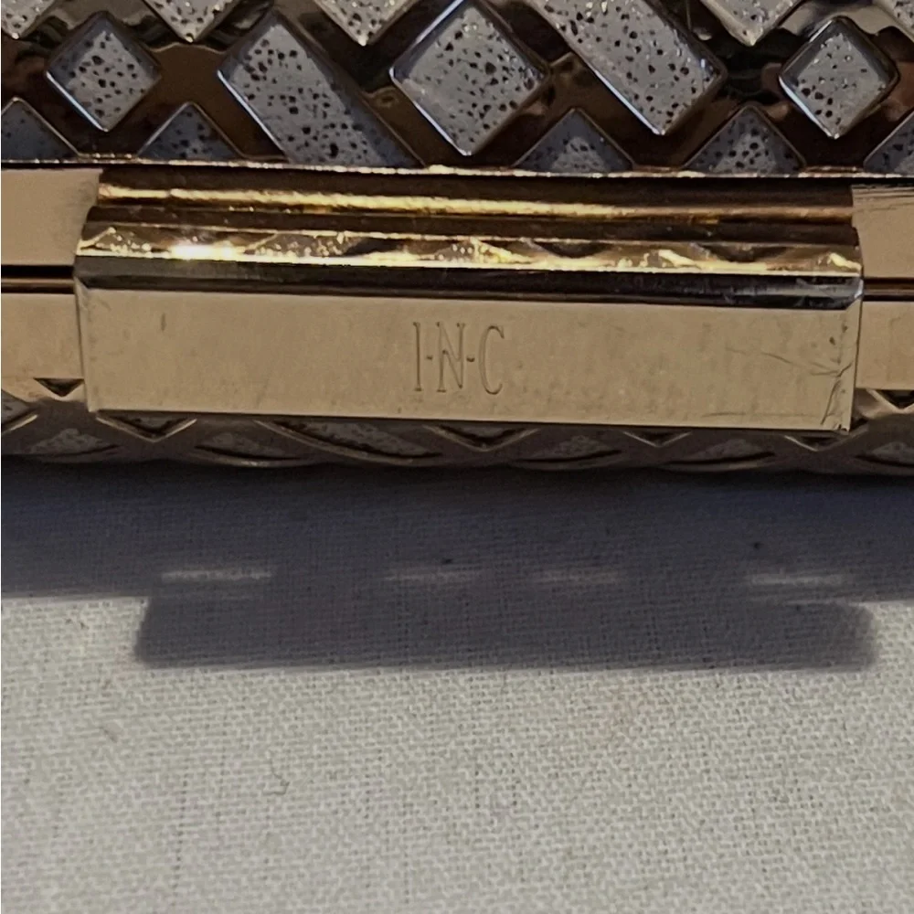 INC International Concepts Gold Geometric Clutch - Picture 2 of 7